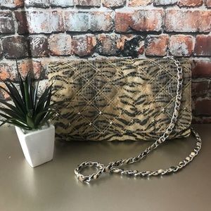 Sparkle Tiger  Striped Chain Link Crossbody Bag